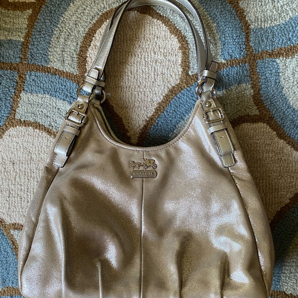 Coach metallic leather shoulder bag